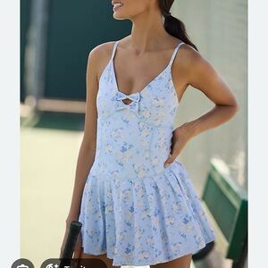 LoveShackFancy Hubert Blue and White Floral Dress